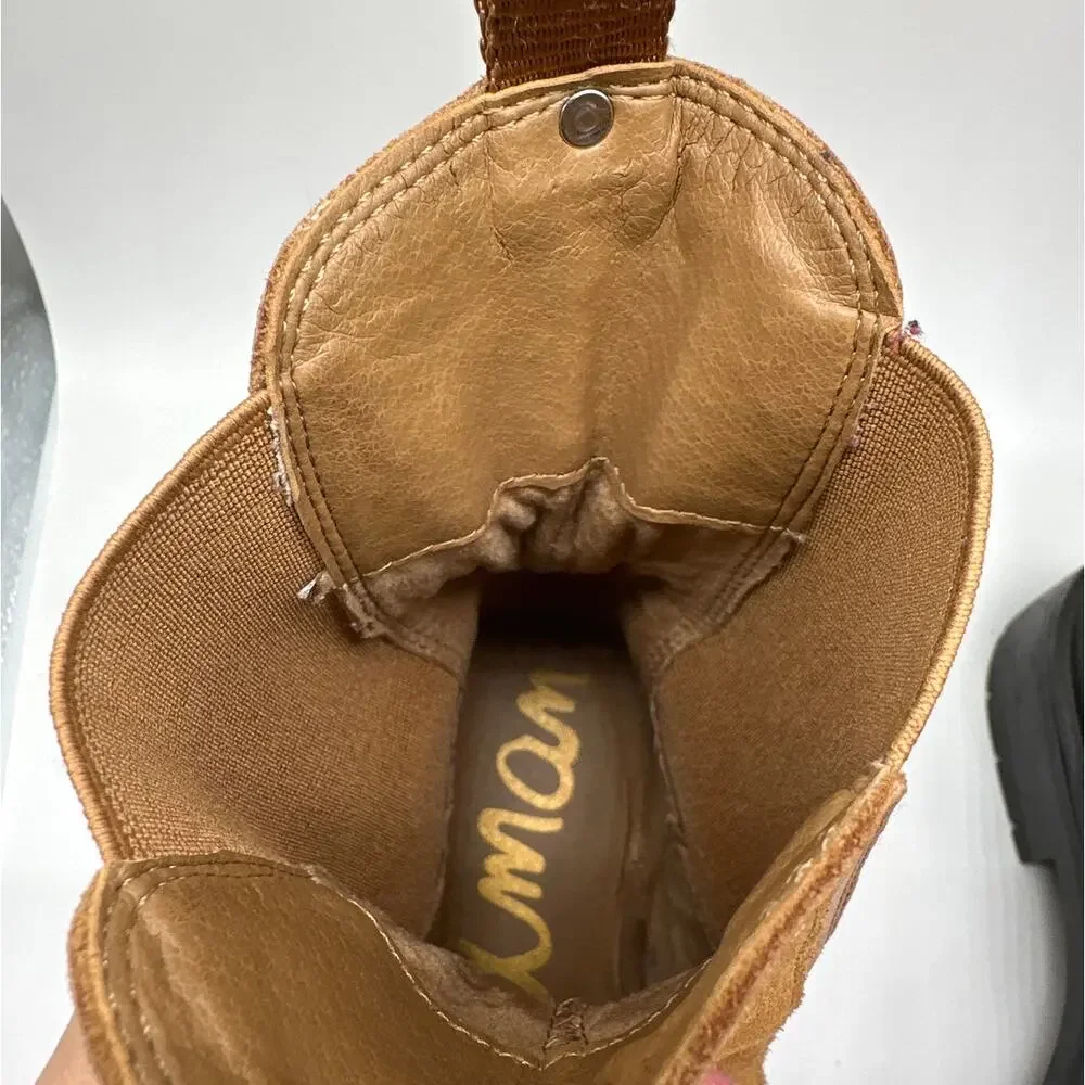 Sam Edelman Lulia Chelsea Boots Camel Suede Brown Water Resistant Sz 7 Pull On - Picture 10 of 10